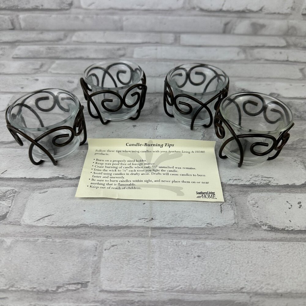 Southern Living at Home Jamestown Votives Candle Holders 40642 Set of 4 NIB